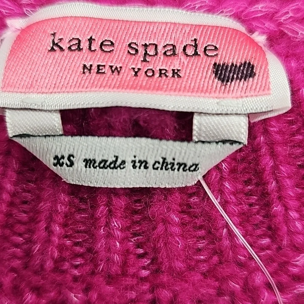 Kate Spade pink bow crew neck sweater women's size extra small